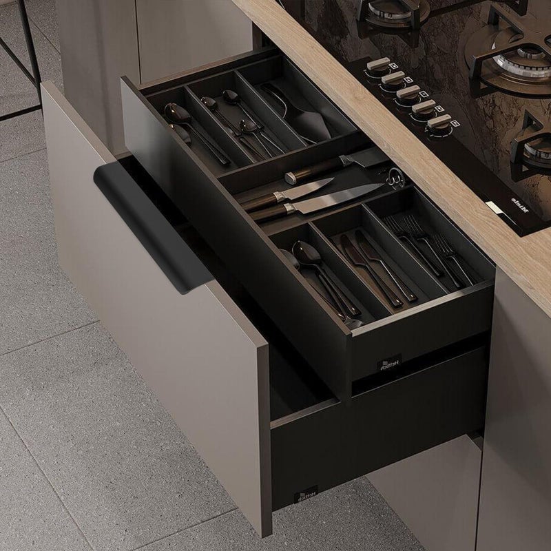 Malimali 5 Pack Black Finger Edge Pulls for Cabinets Wardrobes 7.87"" Drawer Pulls Kitchen Cabinet Handles Modern Aluminum Concealed Tab Pulls for Closet Door, Matte Black - Image 4